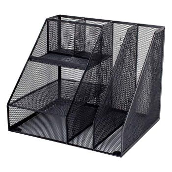 Metalowy organizer na biurko z 7 przegródkami A4 Deli