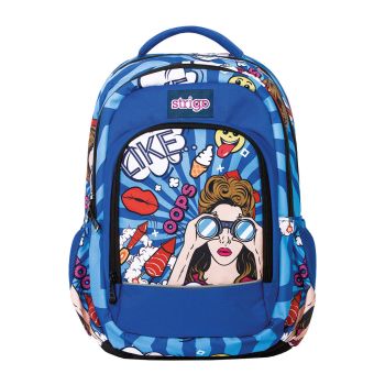 Plecak szkolny STRIGO Daily Comic, niebieski, abstrakcyjny wzór