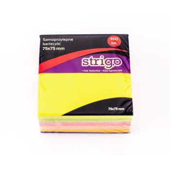 Karteczki samoprzylepne STRIGO, format 75x75mm, neonowe, 400 kartek