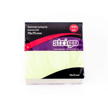 Karteczki samoprzylepne STRIGO format, 75x75mm, pastelowe, 400 kartek