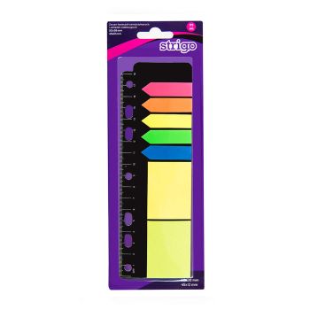 Zestaw zakładek indeksujących STRIGO i karteczek samoprzylepnych z linijką