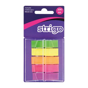 Zakładki indeksujące STRIGO w formacie 45x12, 5 kolorów, 200 kartek