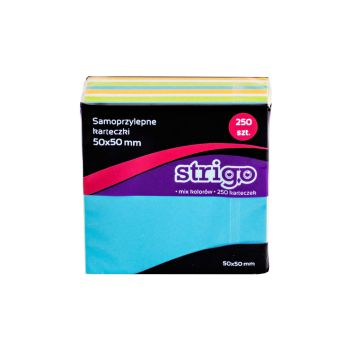 Karteczki samoprzylepne STRIGO, format 50x50mm, neonowe i pastelowe, 250 kartek