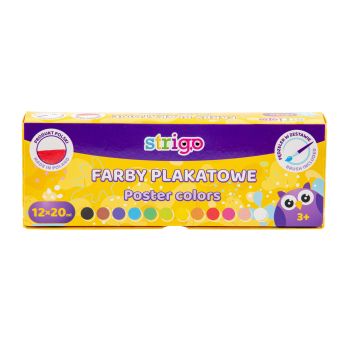 Farby plakatowe STRIGO, 12 kolorów