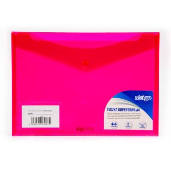 Teczka kopertowa STRIGO PP A4, pozioma, różowa