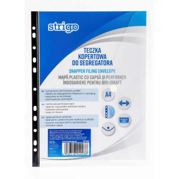 Teczka kopertowa STRIGO PP do segregatora A4, transparentna