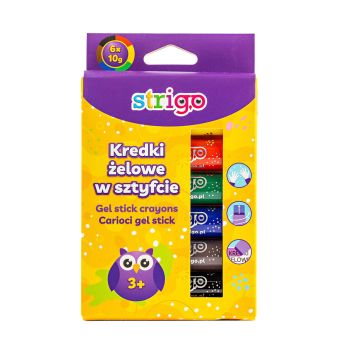 Kredki żelowe STRIGO w sztyfcie, 6 kolorów