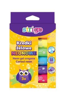 Kredki żelowe STRIGO neonowe w sztyfcie, 6 kolorów
