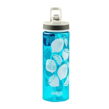 Bidon ze słomką STRIGO 600 ml, niebieski