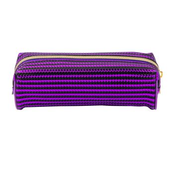 Piórnik szkolny STRIGO, metaliczna saszetka, fioletowy