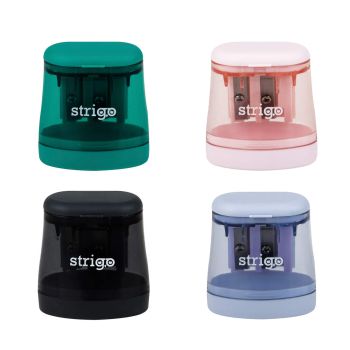 Temperówka STRIGO na dwie grubości z pojemnikiem, transparentna