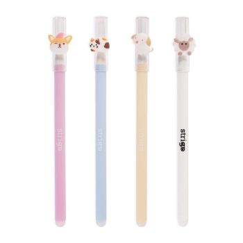 Wymazywalny długopis STRIGO Zwierzątka ze skuwką Owieczka, Kotek, Piesek, Lisek