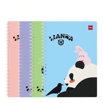 Kołozeszyt DELI Panda A5 60 kartek linia 7 mm różne wzory 70g