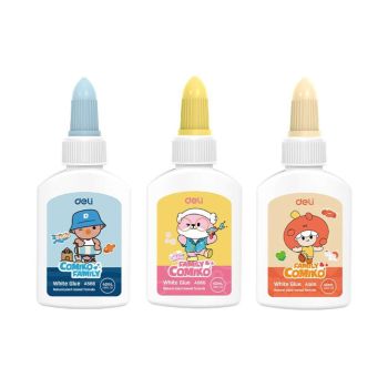 Klej w płynie 40 ml szkolny do biura nietoksyczny zmywalny DELI Comiko MIX