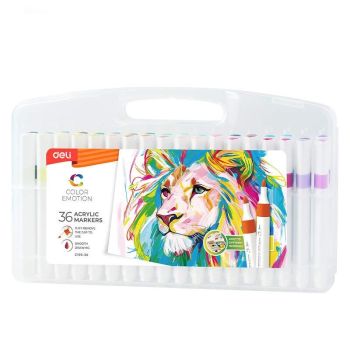 Zestaw markerowy Deli akrylowych 36 szt uniwersalne wodoodporne fibrowa końcówka