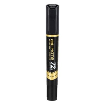 Marker permanentny wodoodporny Deli czarny dwustronny końcówki 1,5mm 2-6mm