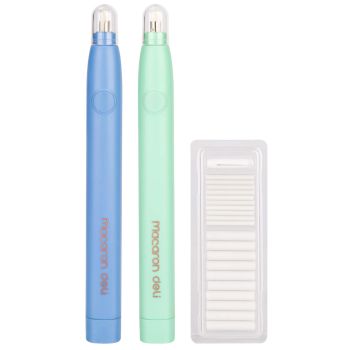 Gumka elektryczna DELI EH02800,  z dwoma rodzajami wkładów; mix kolorów