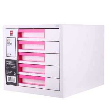 Biało-różowy pojemnik z 5 szufladami Deli Z01043