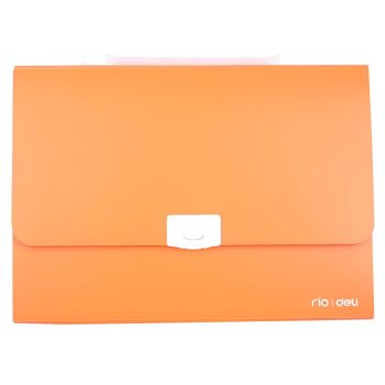 Pomarańczowa teczka z rączką białą deli 7-przegródek seria RIO