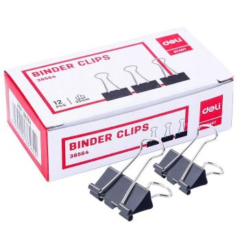 Klips do akt 25mm Deli 38564 czarne opak. 12 sztuk