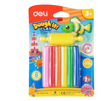 Plastelina Deli z foremkami 6 kolorów