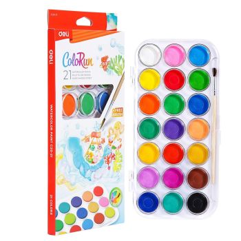 Farby akwarelowe Deli seria ColoRun 21 kolorów + pędzelek