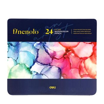 Kredki ołówkowe akwarelowe Deli seria FINENOLO 24 kolory metalowe opakowanie