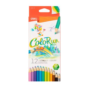 Kredki ołówkowe Deli heksagonalne seria Colorun 12 kolorów metalicznych