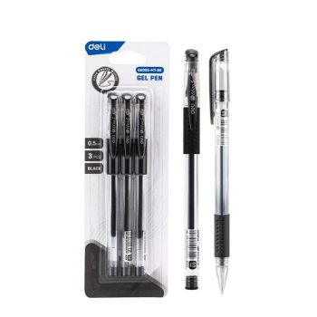 Długopis żelowy 0,5mm czarny 3szt blister