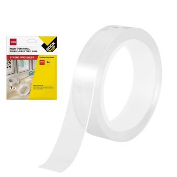 Taśma dwustronna Deli  transparentna 1mm x 24mm x 3m EA504