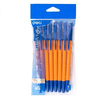 Długopis olejowy 0,7mm etui 8szt DELI niebieski