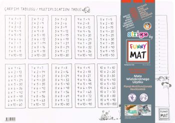 Biała mata Strigo by Funny Mat Tabliczka Mnożenia 48 x 33,5 cm + flamastry