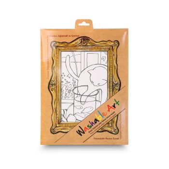 Biała mata Strigo by Funny Mat Kot z czerwoną rybą Henri Matisse 25 x 35 cm + flamastry