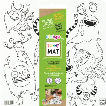 Biała mata Strigo by Funny Mat Słodkie Potworki 40 x 40 cm + flamastry