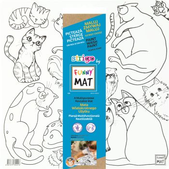 Biała mata Strigo by Funny Mat Koty 40 x 40 cm + flamastry