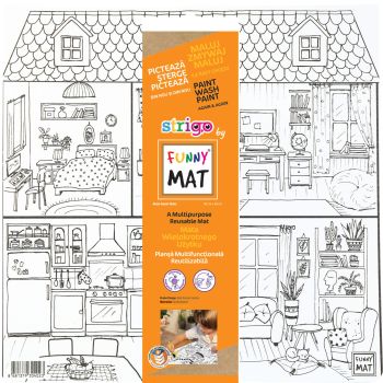 Biała mata Strigo by Funny Mat Sweet Home 40 x 40 cm + flamastry