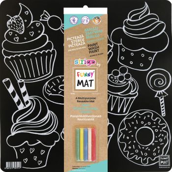Czarna mata Strigo by Funny Mat Ciastka 40 x 40 cm + kreda