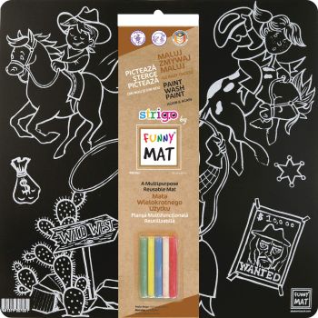Czarna mata Strigo by Funny Mat Western 40 x 40 cm + kreda