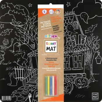 Czarna mata Strigo by Funny Mat Halloween 40 x 40 cm + kreda
