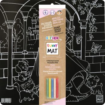 Czarna mata Strigo by Funny Mat Księżniczka 40 x 40 cm + kreda