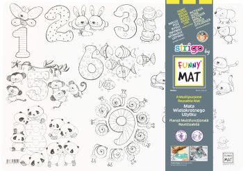 Biała mata Strigo by Funny Mat Liczby 48 x 33,5 cm + flamastry