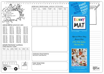 Transparentna mata Strigo by Funny Mat Planer na biurko 68 x 48 cm + flamastry