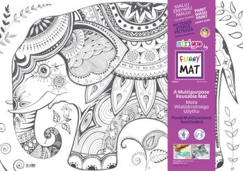 Transparentna mata Strigo by Funny Mat Słoń 68 x 48 cm + flamastry