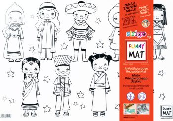 Transparentna mata Strigo by Funny Mat Dzieci Świata 48 x 33,5 cm + flamastry