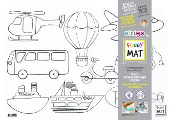 Transparentna mata Strigo by Funny Mat Pojazdy 48 x 33,5 cm + flamastry