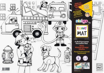 Transparentna mata Strigo by Funny Mat Strażak 48 x 33,5 cm + flamastry