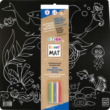 Czarna mata Strigo by Funny Mat Ocean 40 x 40 cm + kreda