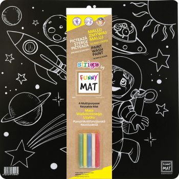 Czarna mata Strigo by Funny Mat Space 40 x 40 cm + kreda