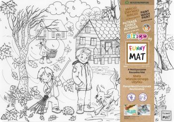 Biała mata Strigo by Funny Mat Jesień 48 x 33,5 cm + flamastry