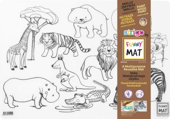 Transparentna mata Strigo by Funny Mat Dzikie Zwierzęta 48 x 33,5 cm + flamastry